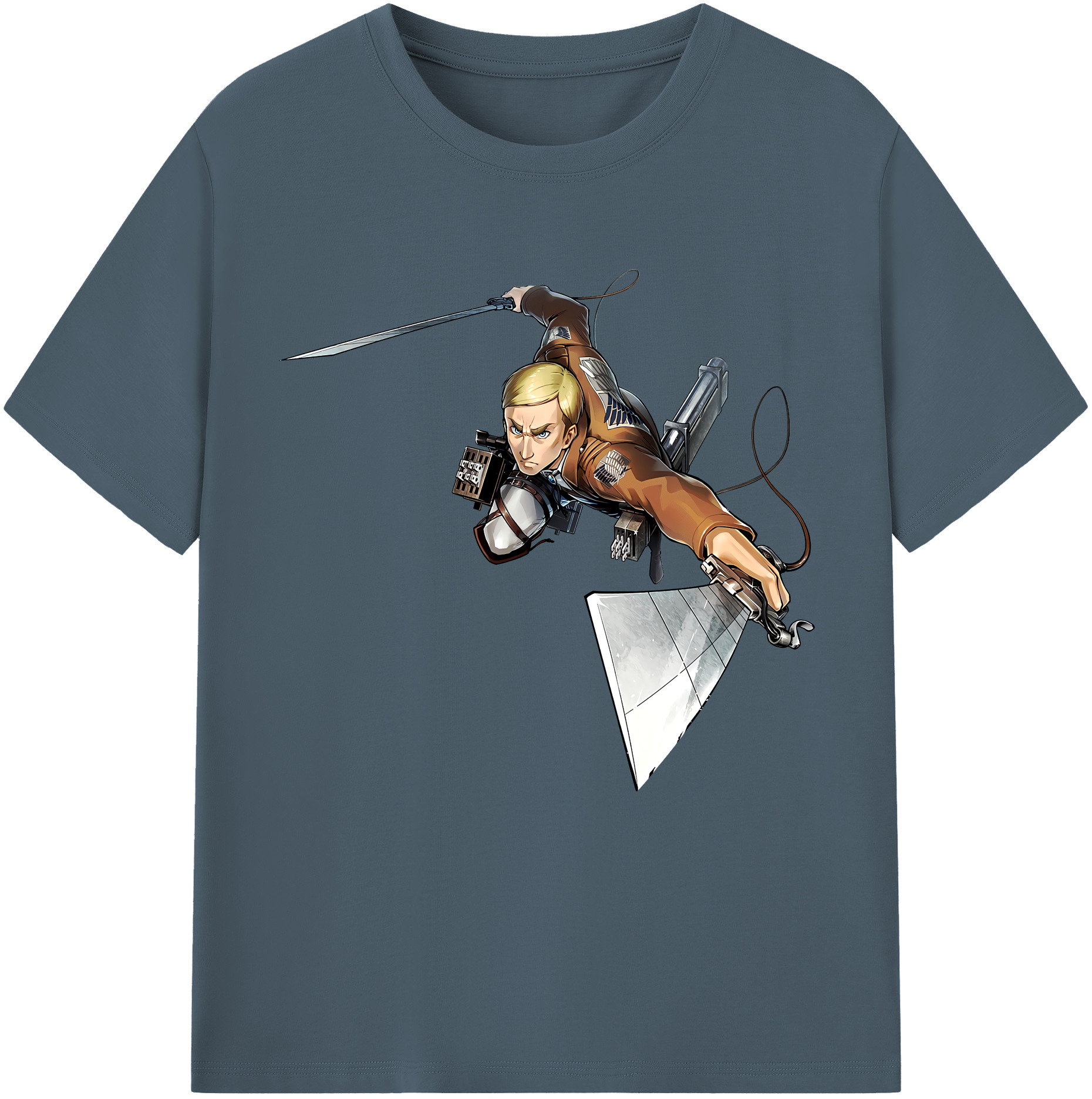 （画像用） 進撃の巨人 エルヴィン・スミス Attack on Titan Erwin Smith 綿100％半袖Tシャツ（フロントプリント）